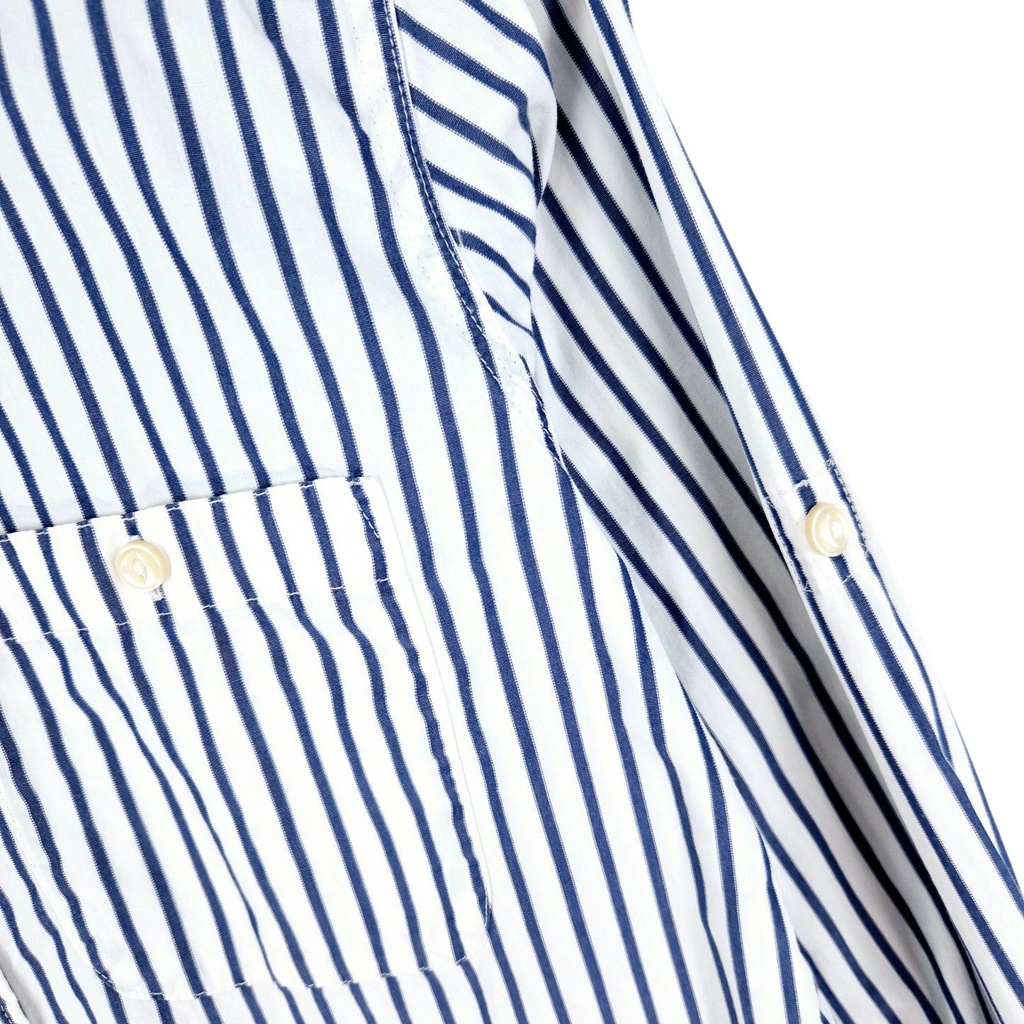 Ralph Lauren Green Label White & Blue Striped Long Sleeve Button Shirt Size S