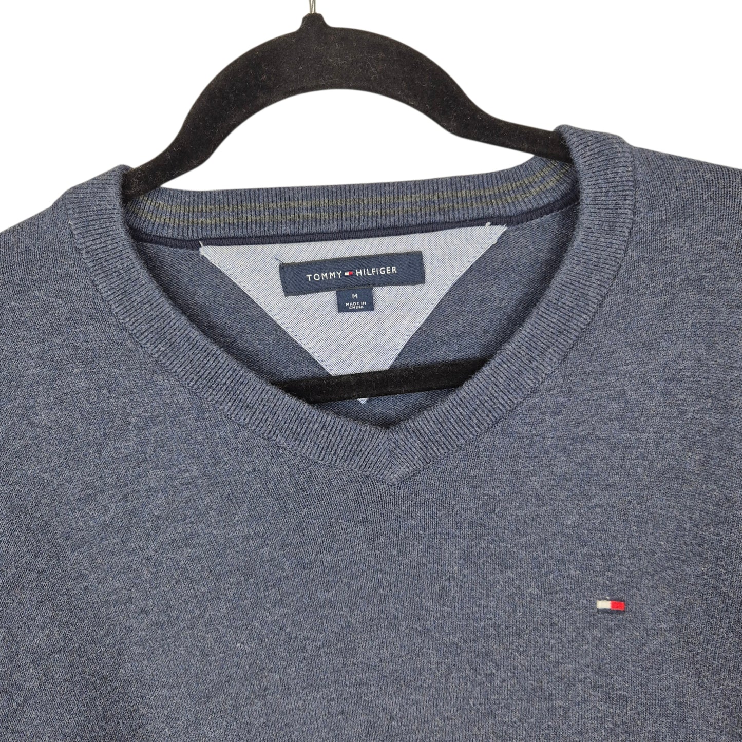 Tommy Hilfiger Steel Blue V Neck Knit Sweater Size M