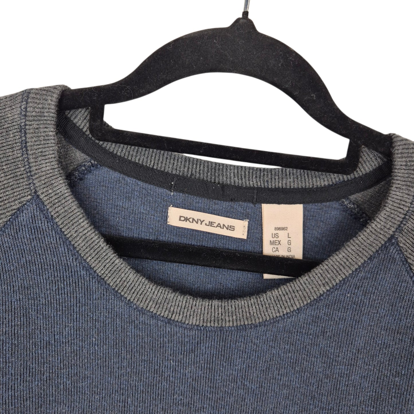 DKNY Jeans Blue & Grey Crewneck Knit Sweater Size L