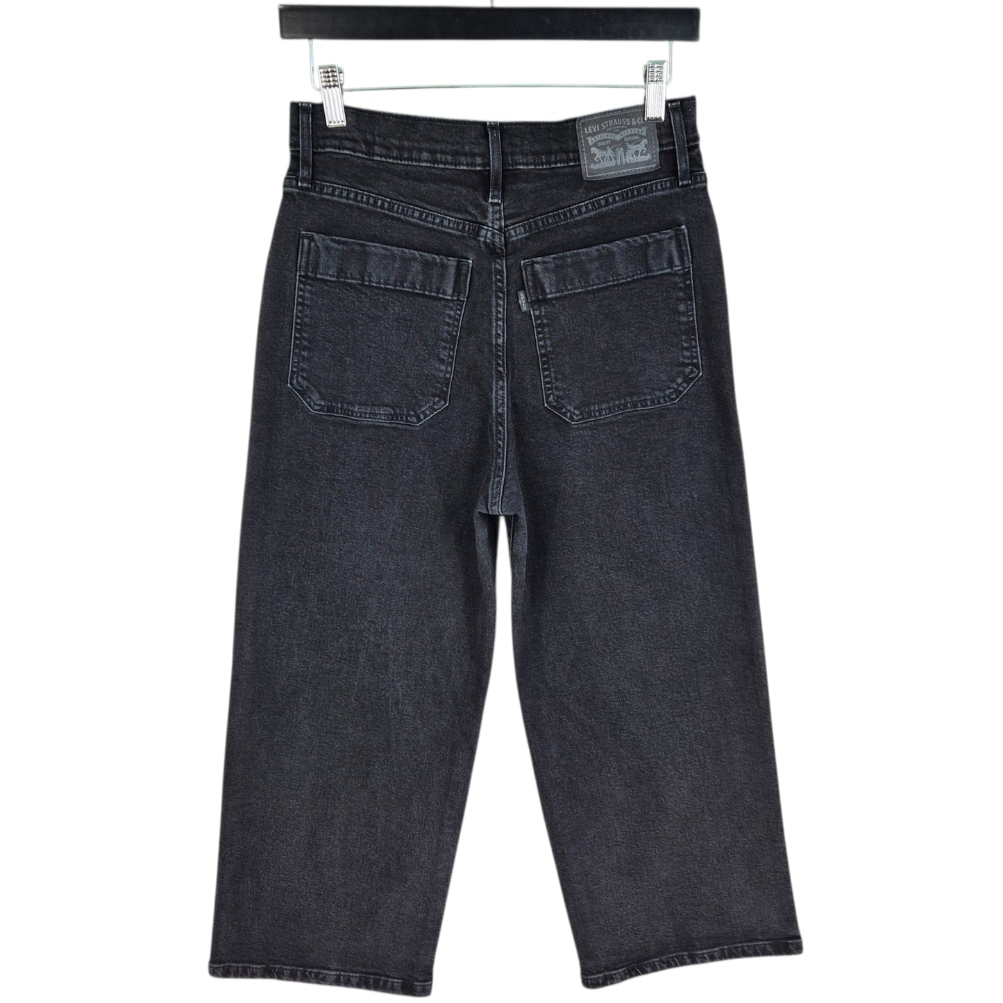 Levis Jeans Womens Black Mile High Cropped Wide Leg Denim W28
