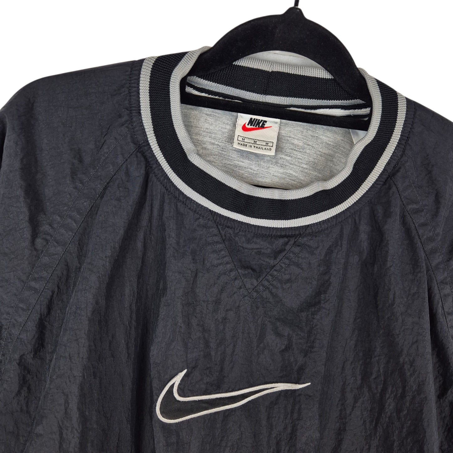 Vintage Nike 90's Black & Grey Nylon Light Embroidered Jacket Size M