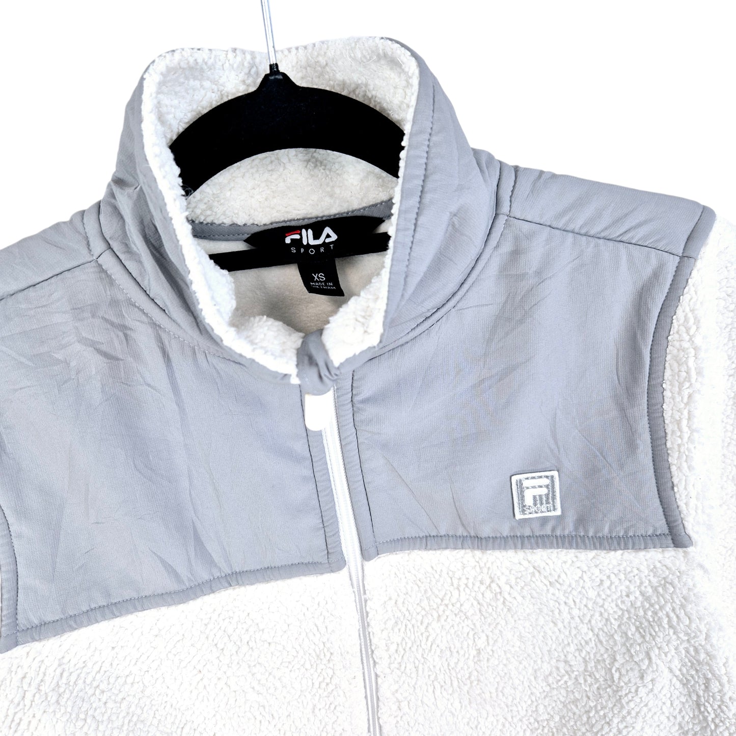 FILA Sport Womens White Fleece Zip Jumper Size XS