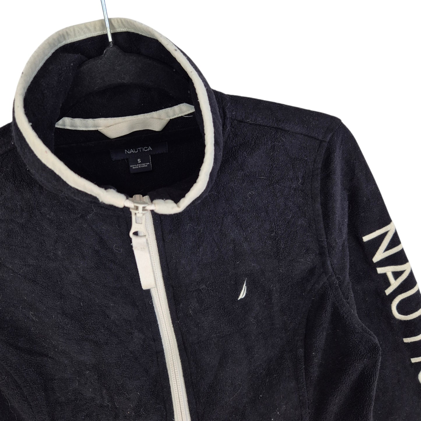 Nautica Womens Black Fleece Zip Jumper Size S