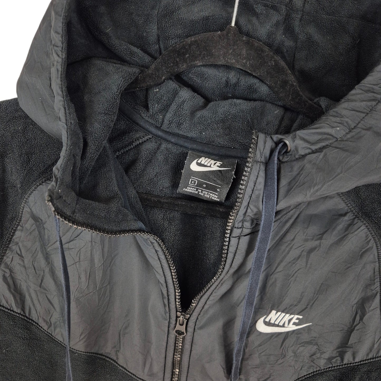 Nike Black Hooded Fleece Zip Jumper Size L