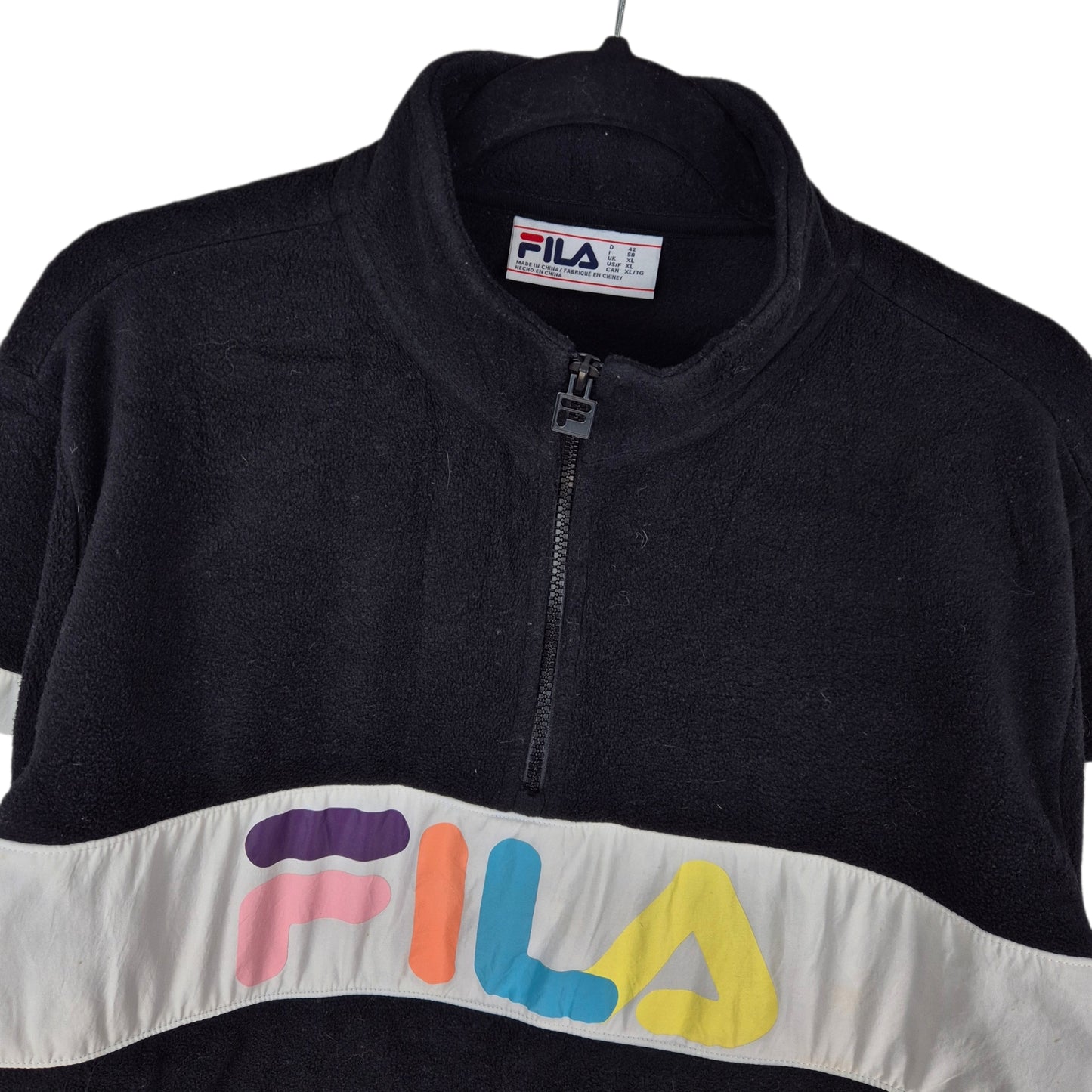 FILA Black Quarter Zip Fleece Jumper Size XL
