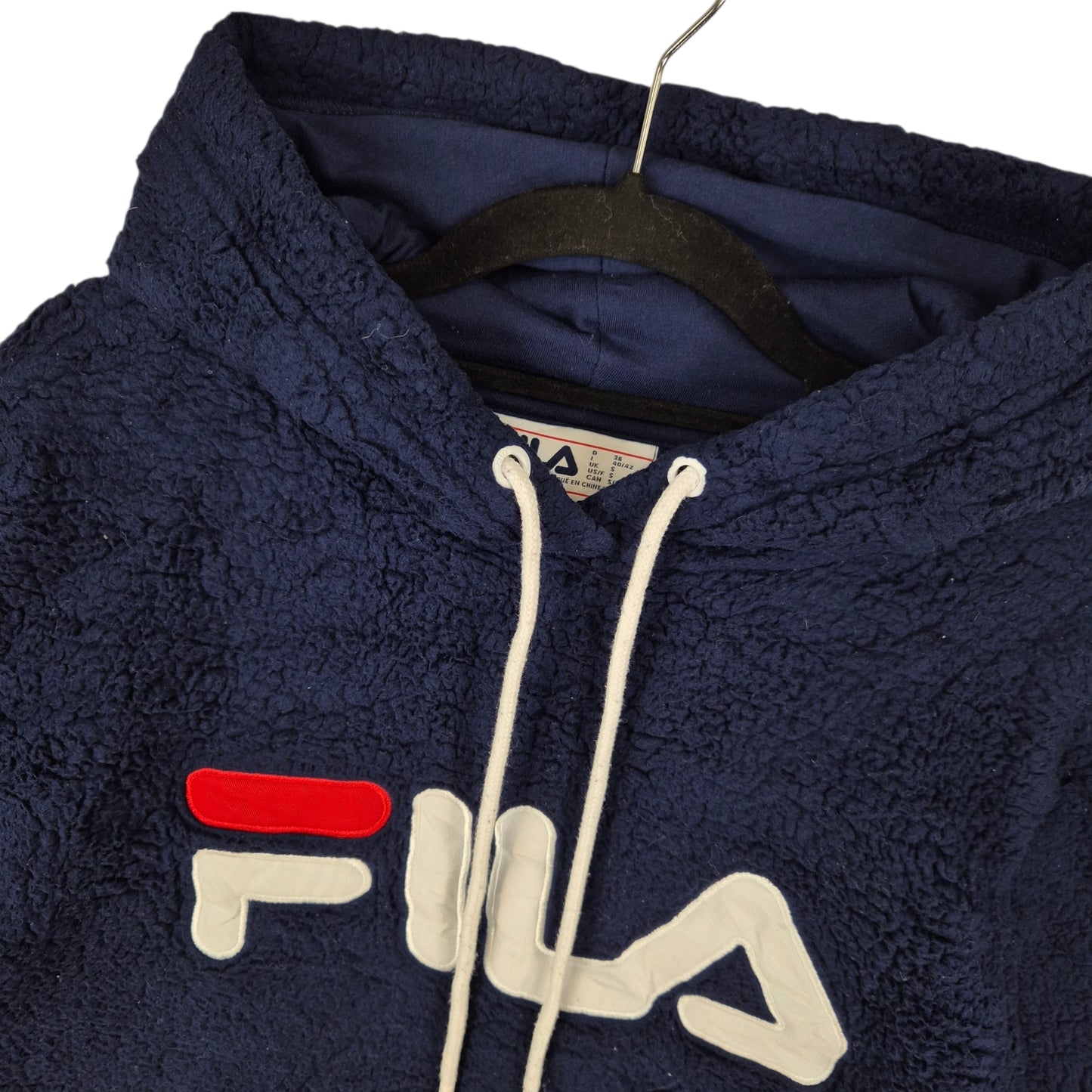 FILA Dark Blue Embroidered Fleece Hoodie Size S