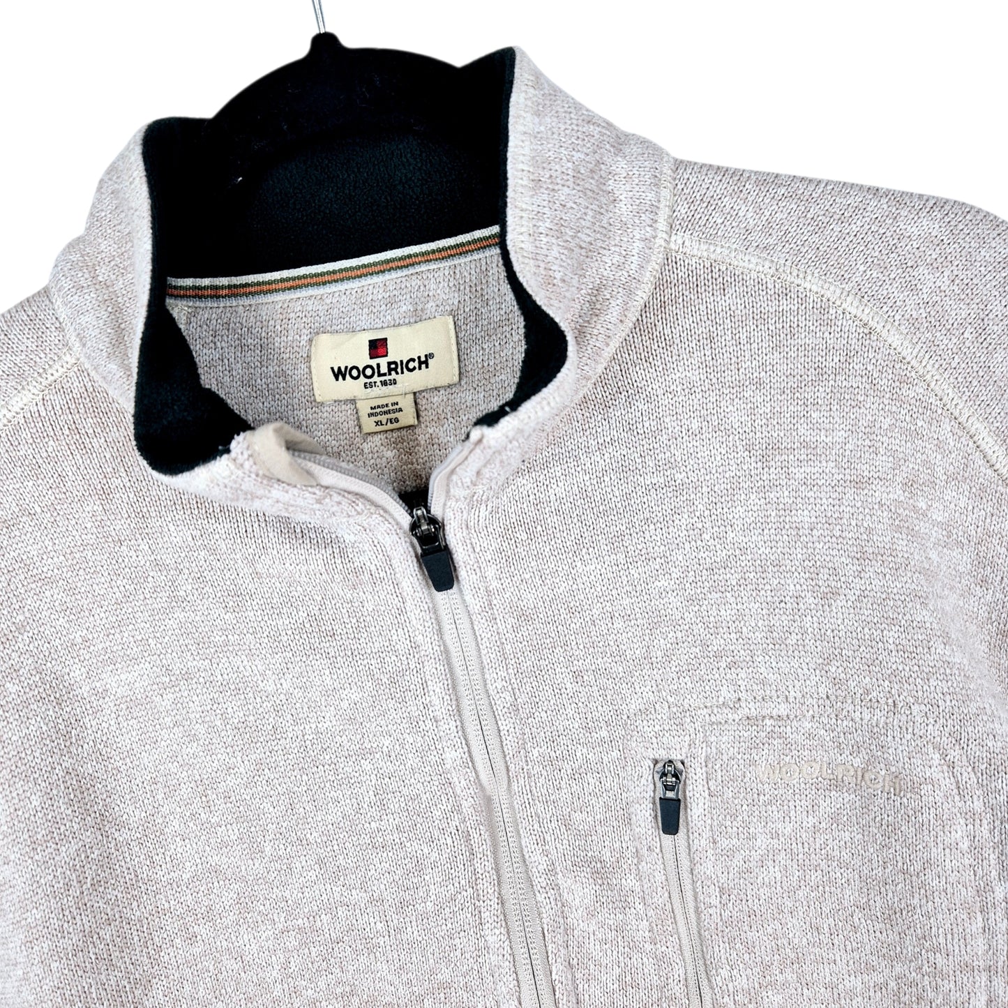 Woolrich Light Brown Quarter Zip Fleece Jumper Size XL