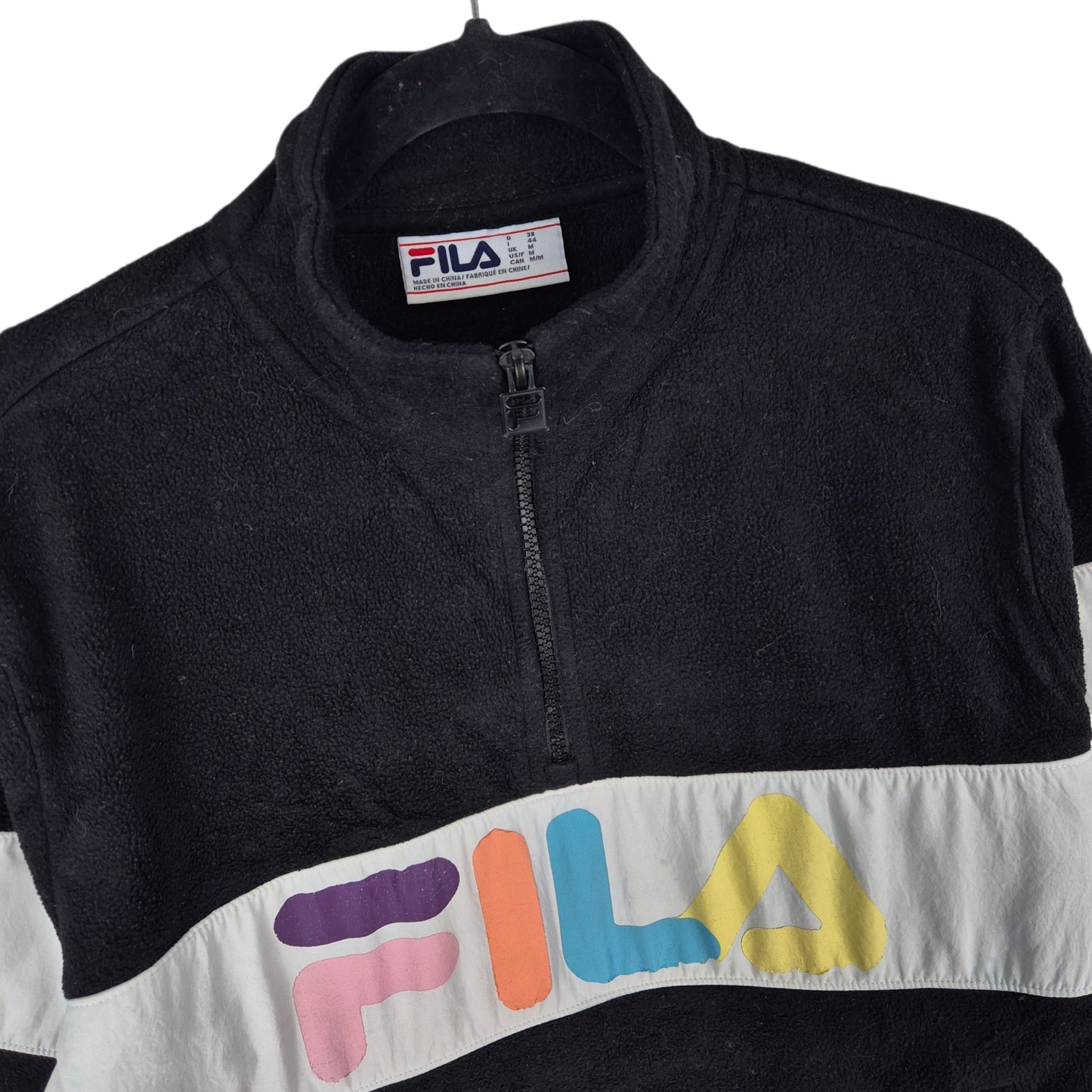 FILA Black Quarter Zip Fleece Jumper Size M