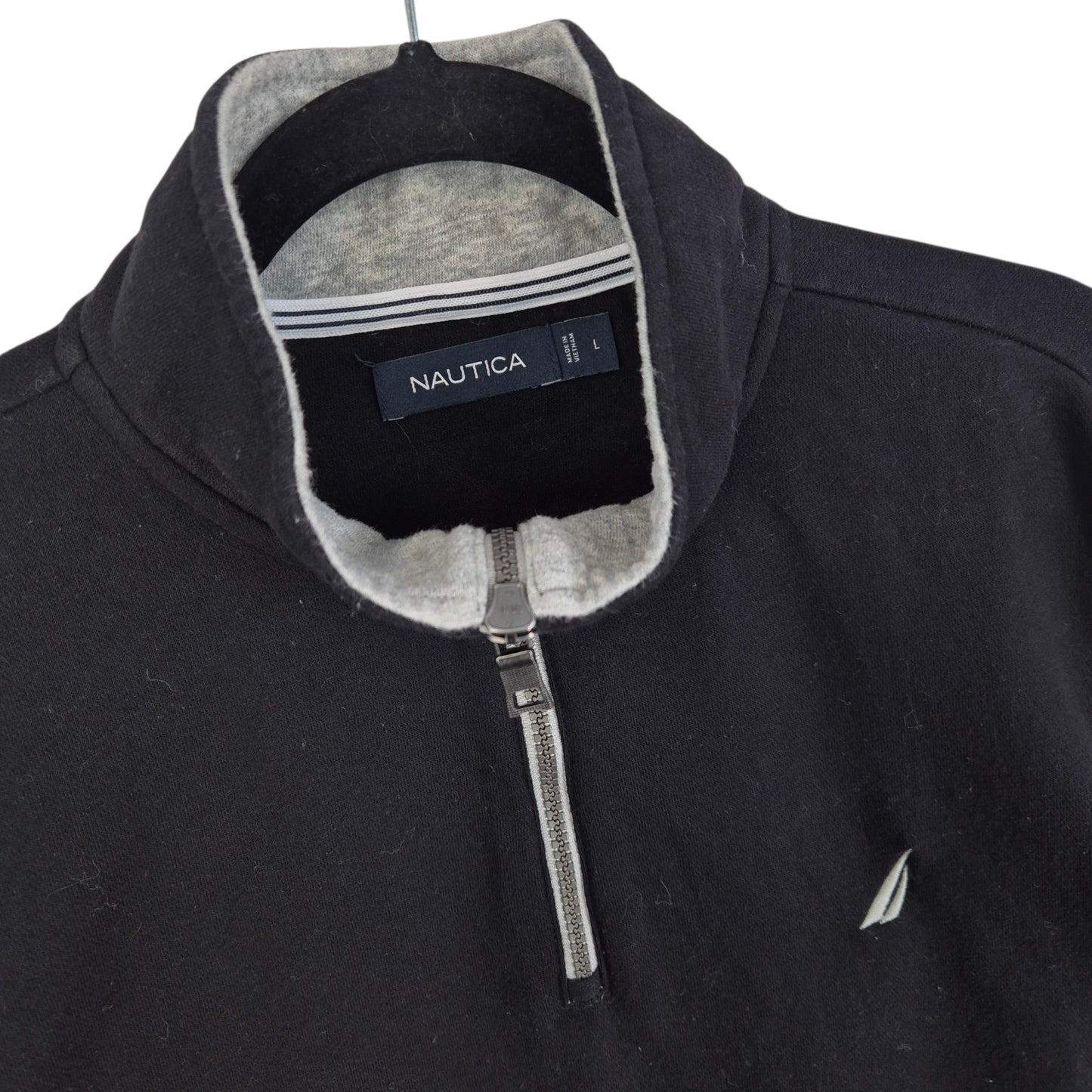 Nautica Black Quarter Zip Sweater Size L
