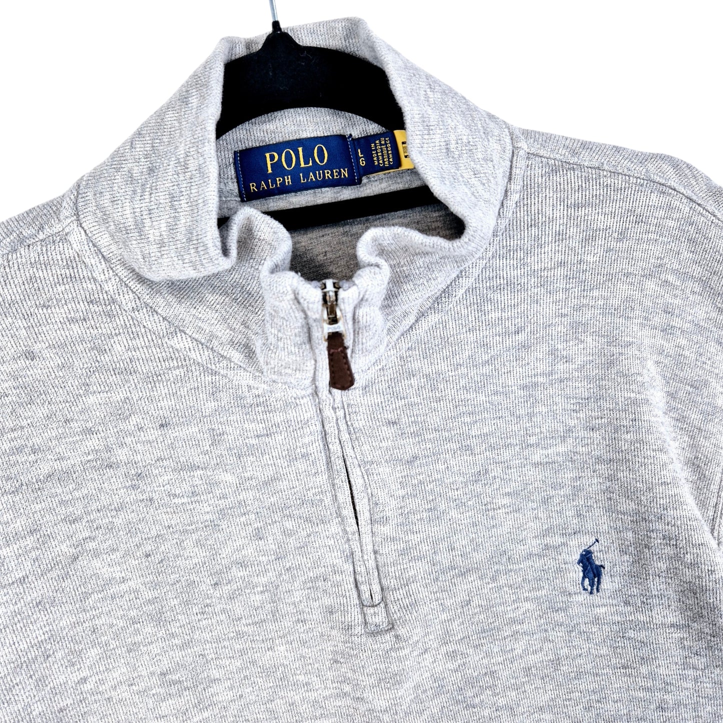 Polo Ralph Lauren Light Grey Quarter Zip Knit Sweater Size L