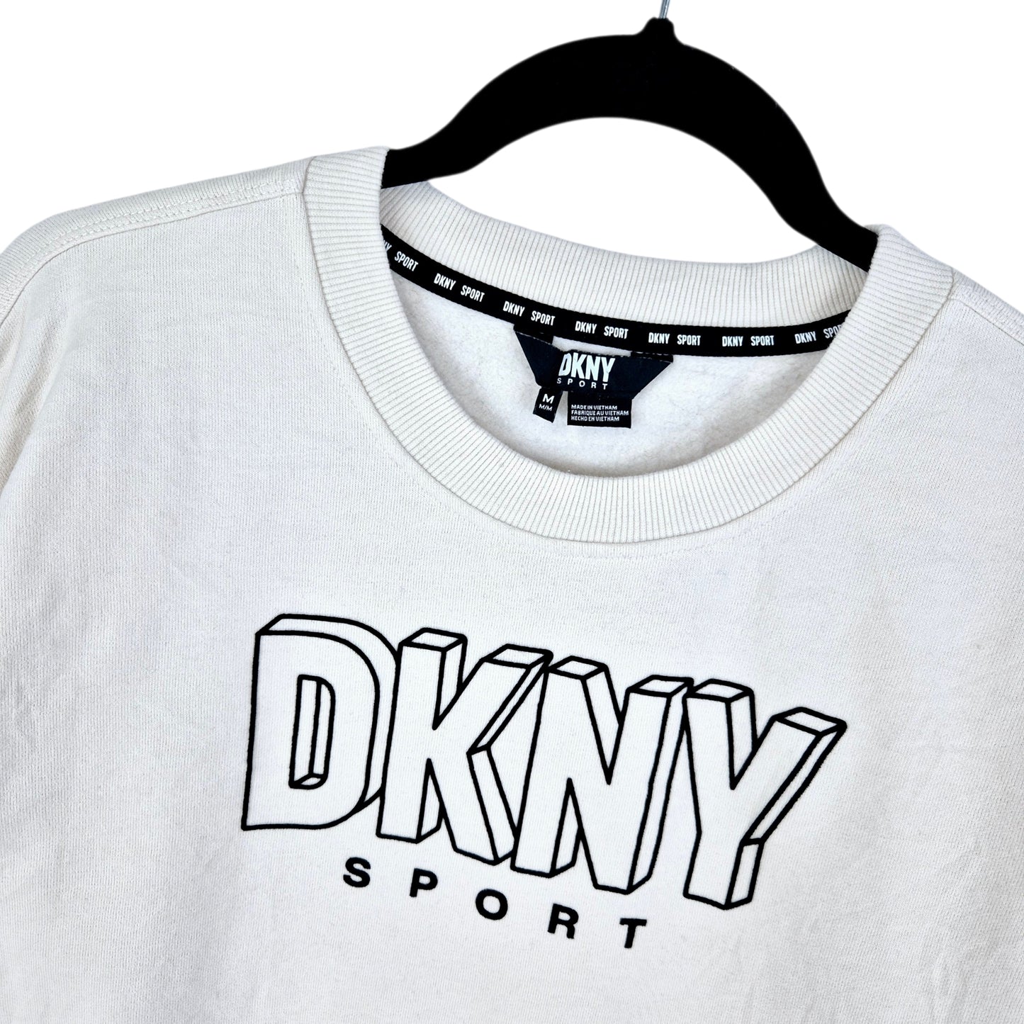 DKNY Sport Womens Cream Brown Crewneck Sweater Size M