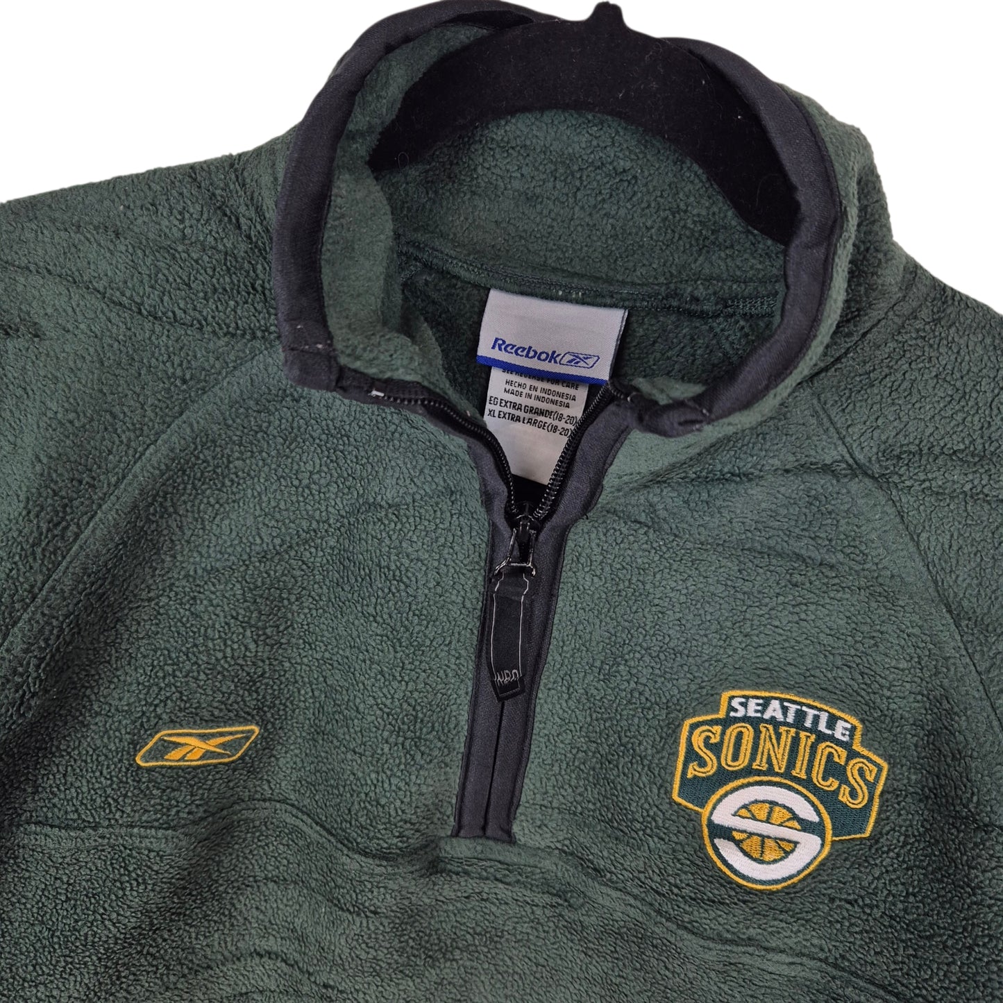 Vintage Reebok Seattle Sonics 2000's Grey Quarter Zip Fleece Jumper Size S