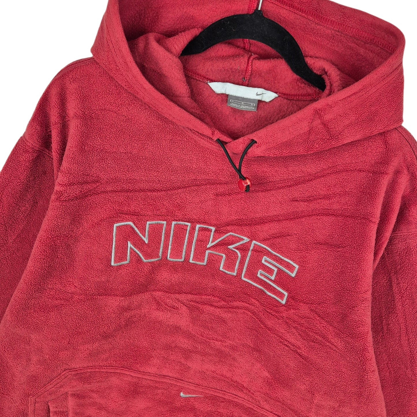 Vintage Nike 2000's Red Embroidered Fleece Hoodie Size L