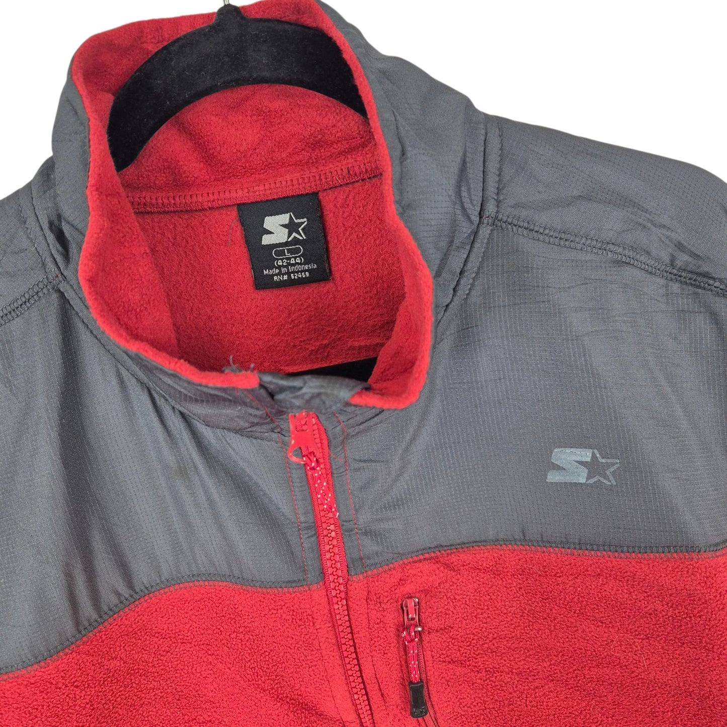 Vintage Starter 2000's Red & Grey Fleece Jumper Size L