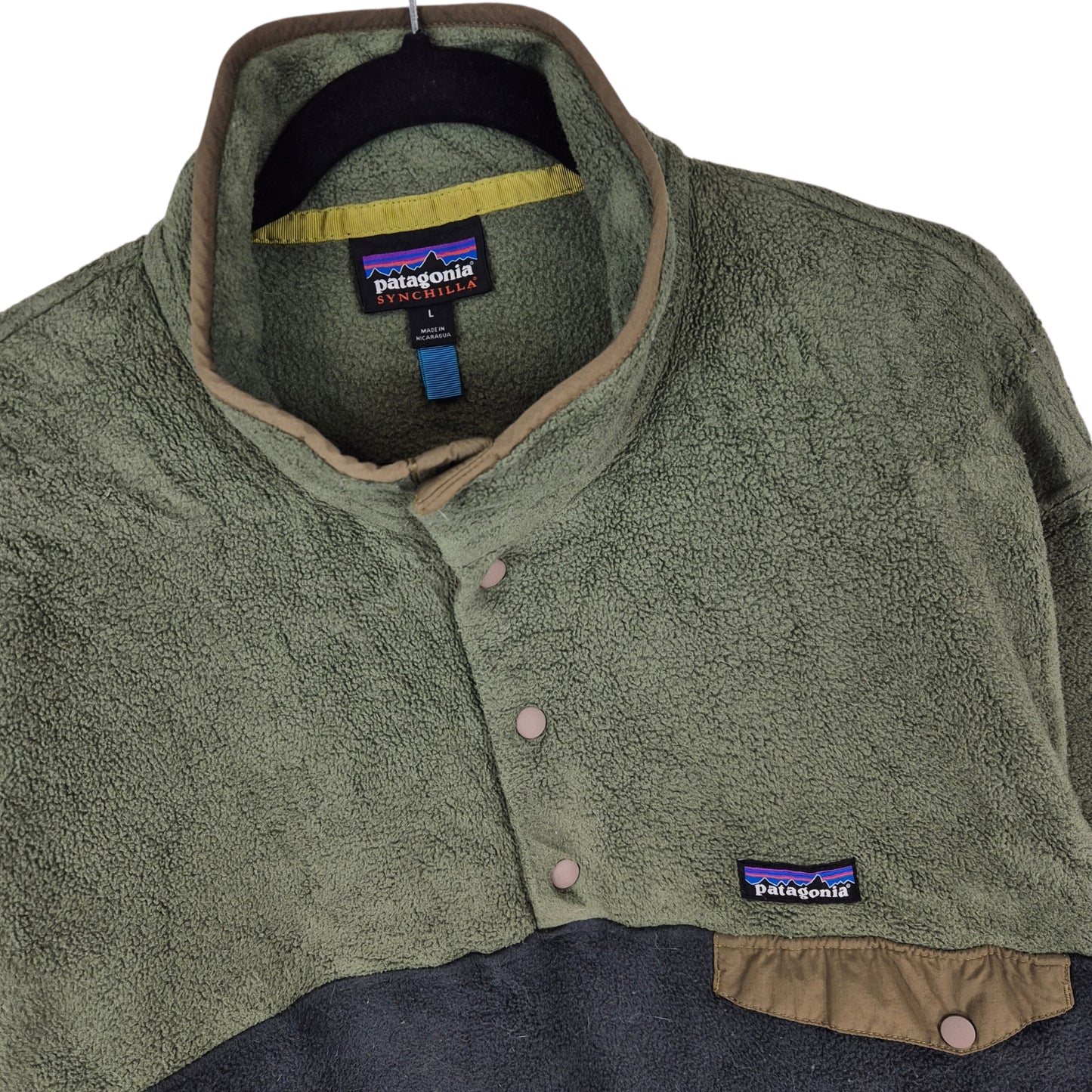 Patagonia Green Quarter Button Fleece Jumper Size L