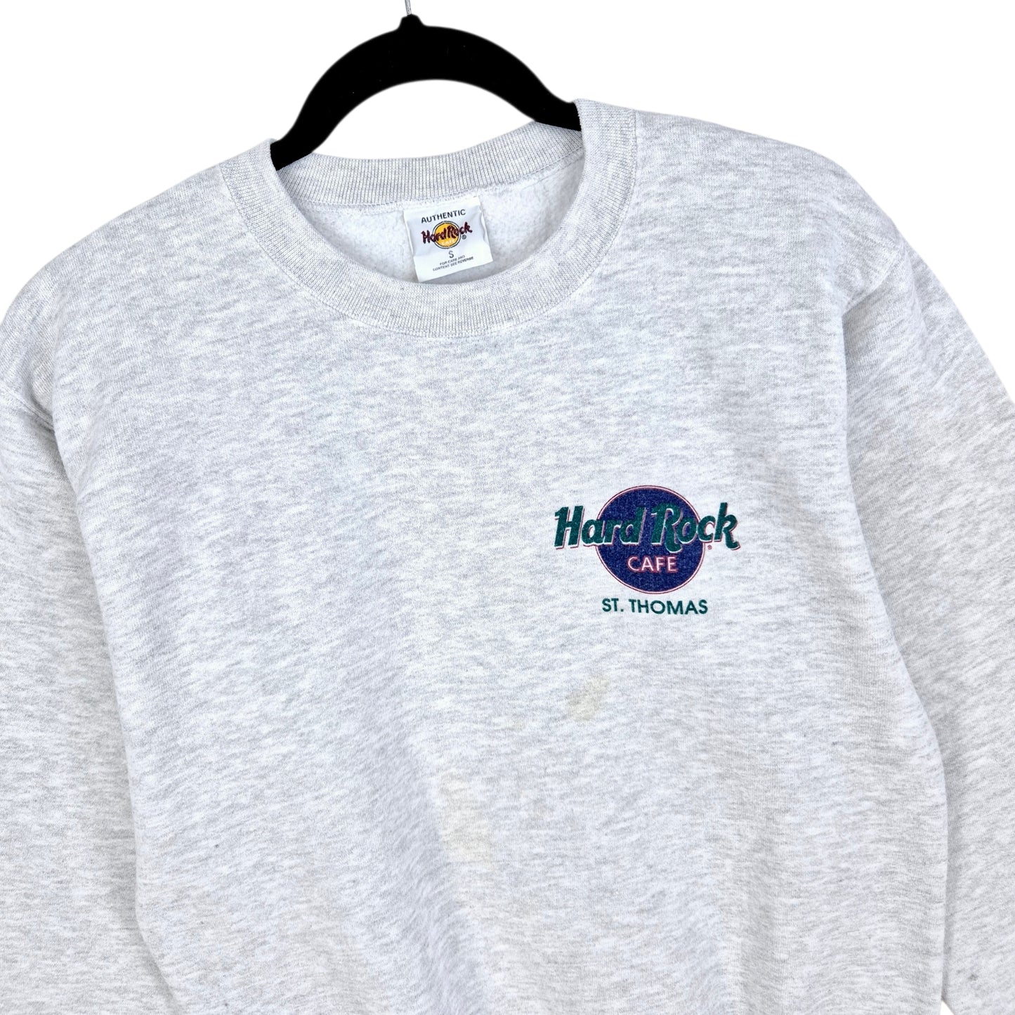 Vintage Hard Rock Cafe St Thomas 90's Light Grey Sweater Size S