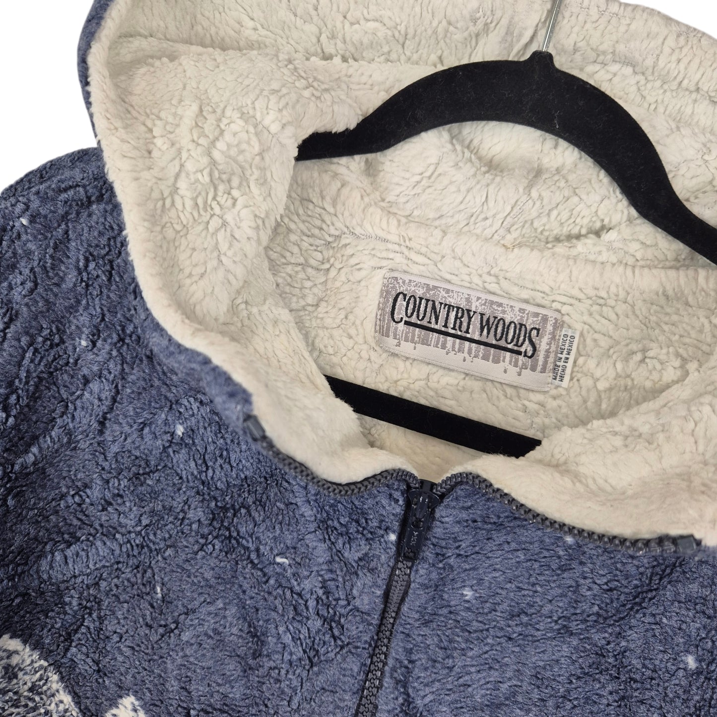 Vintage Country Woods 90's Blue Heavy Fleece Zip Hoodie Size L