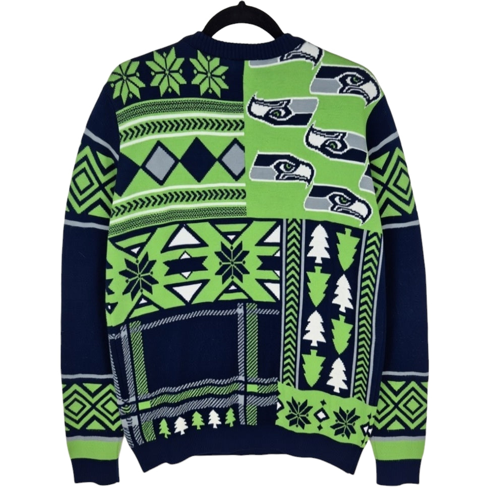 NFL Team Apparel Seattle Seahawks Green & Blue Acrylic Knit Sweater Size M