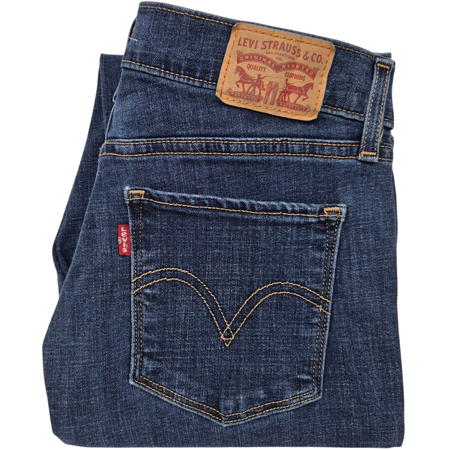 Levis Jeans Womens Dark Blue Classic Straight Leg Stretch Denim W29