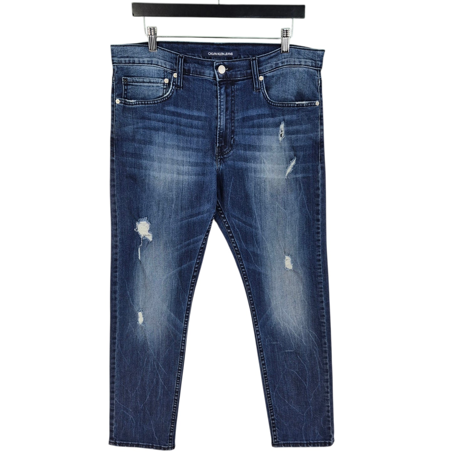 Calvin Klein Jeans Dark Blue Slim Stretch Distressed Denim W35