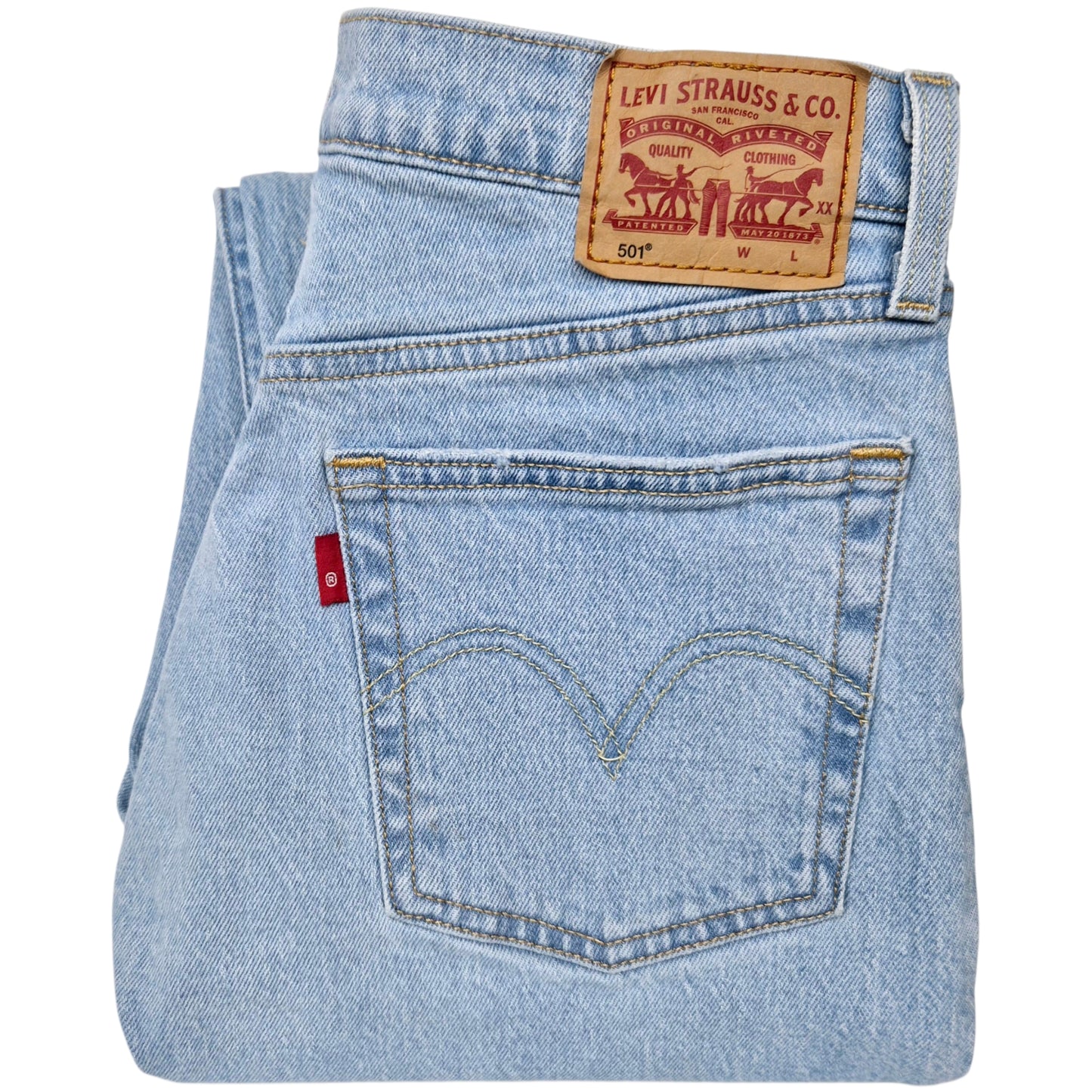 Levis 501 Jeans Womens Light Blue Classic Slim Denim W28