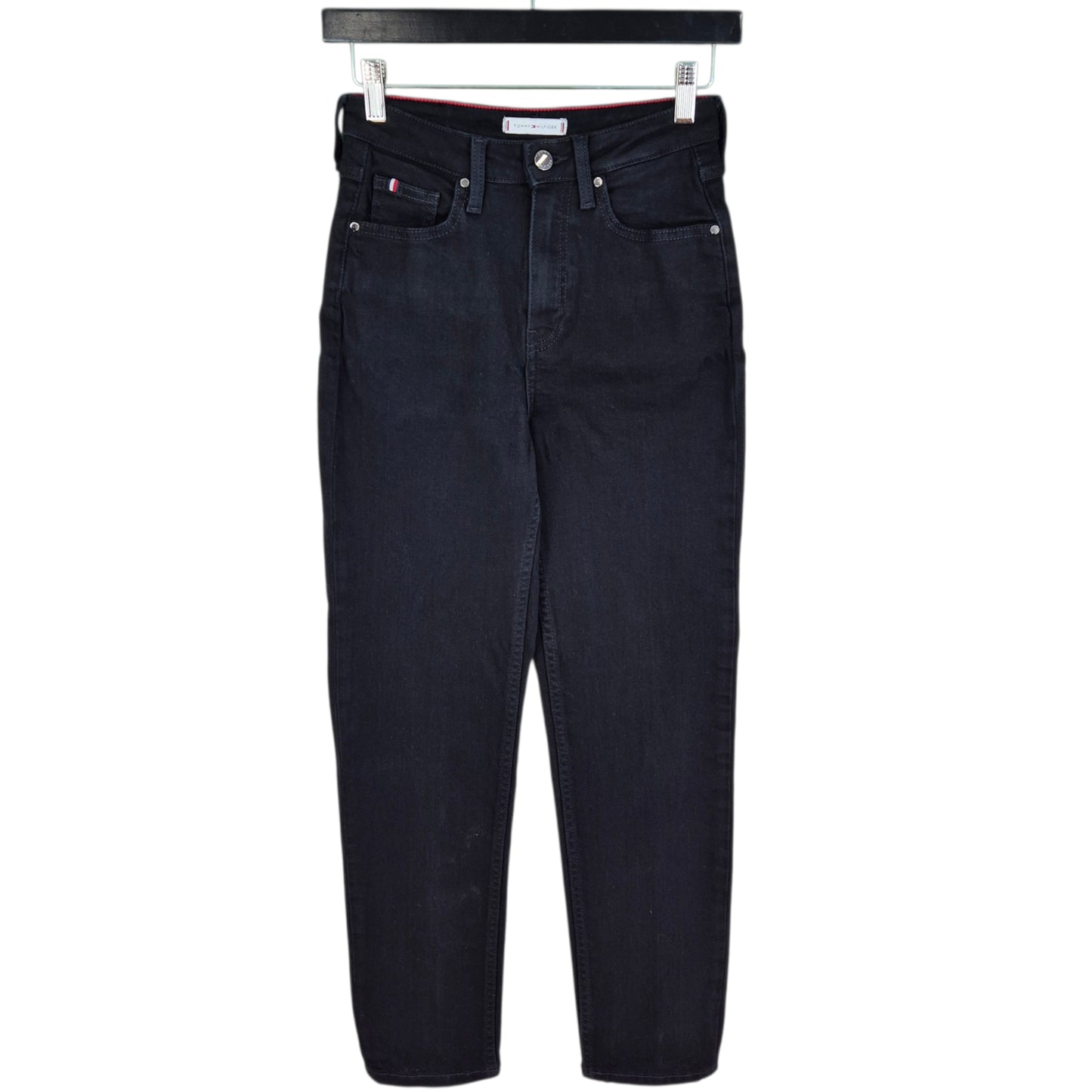 Tommy Hilfiger Jeans Womens Black Tapered Leg Stretch Denim W25