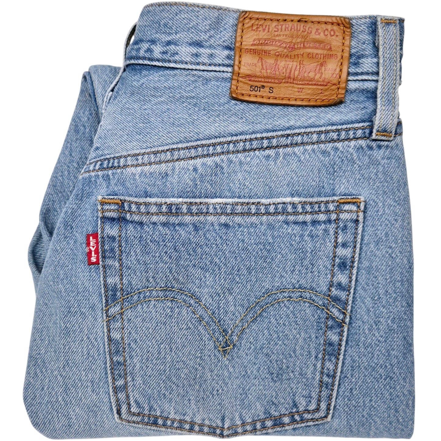 Levis Premium 501 Jeans Womens Light Blue Classic Slim Denim W28