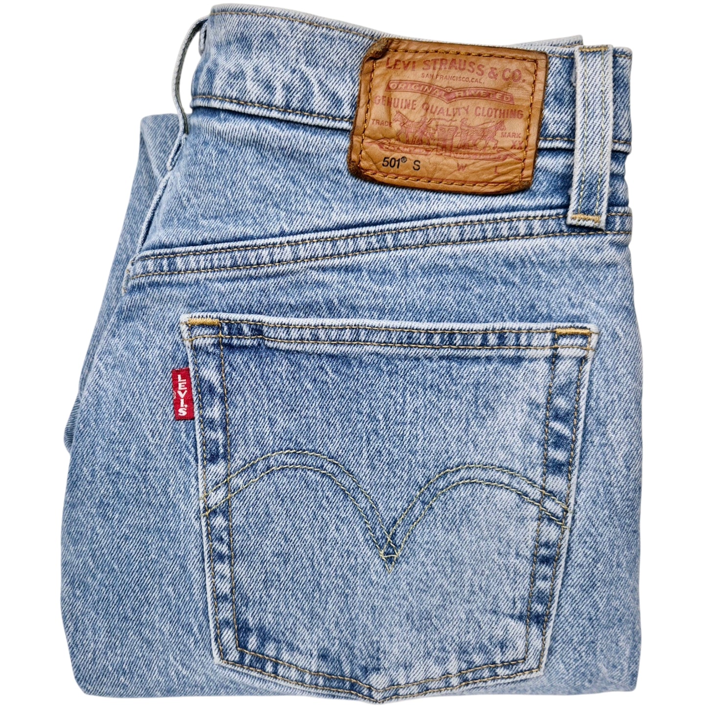 Levis Premium 501 Jeans Womens Light Blue Heavy Slim Denim W26