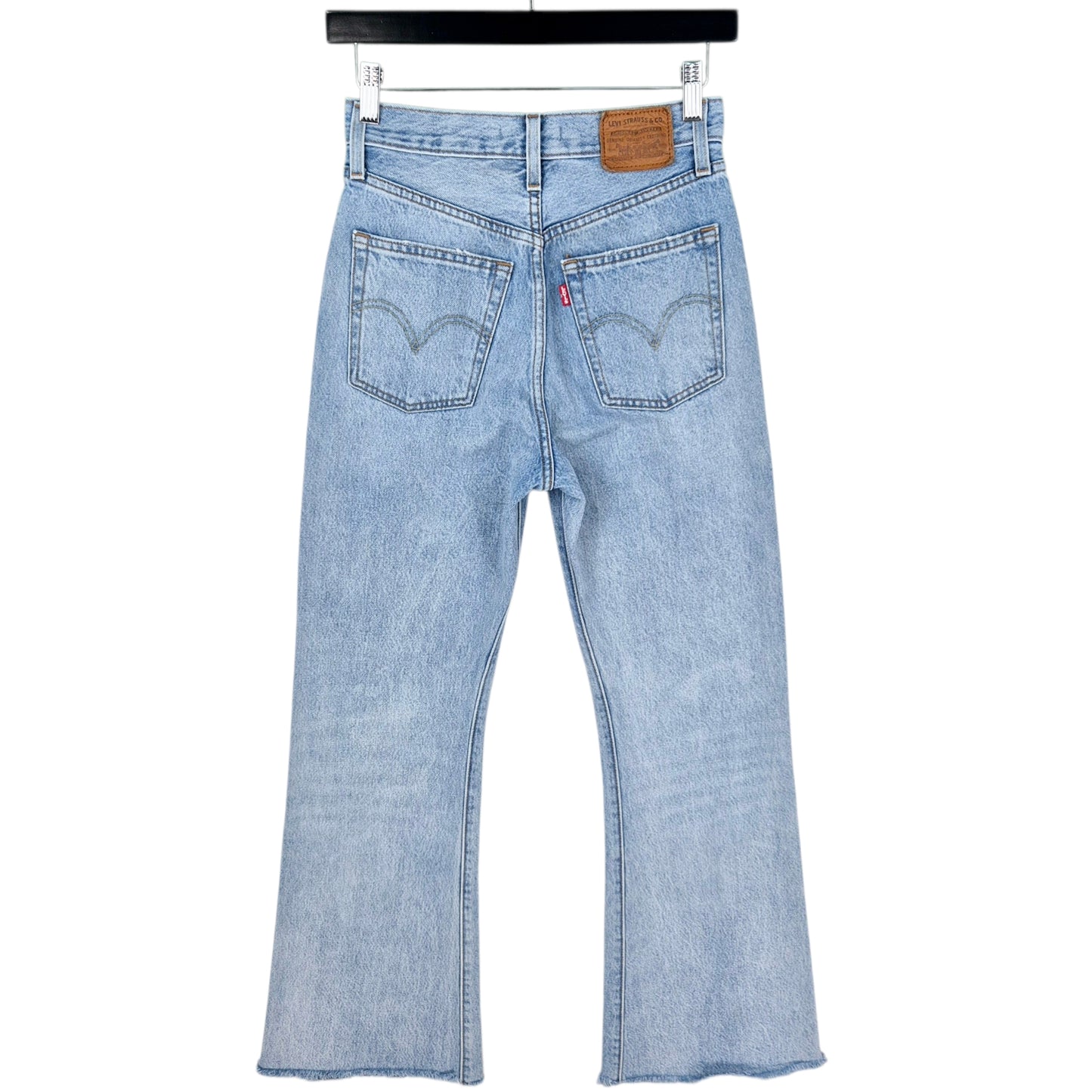 Levis Premium Jeans Womens Light Blue Heavy Ribcage Split Flare Denim W26