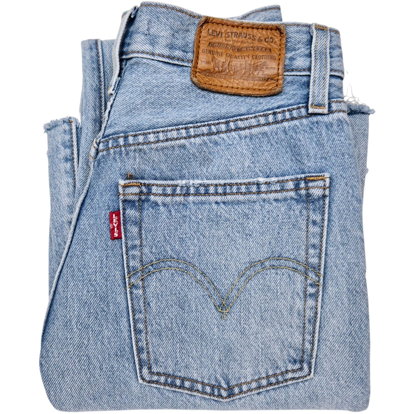 Levis Premium Jeans Womens Light Blue Heavy Ribcage Split Flare Denim W26
