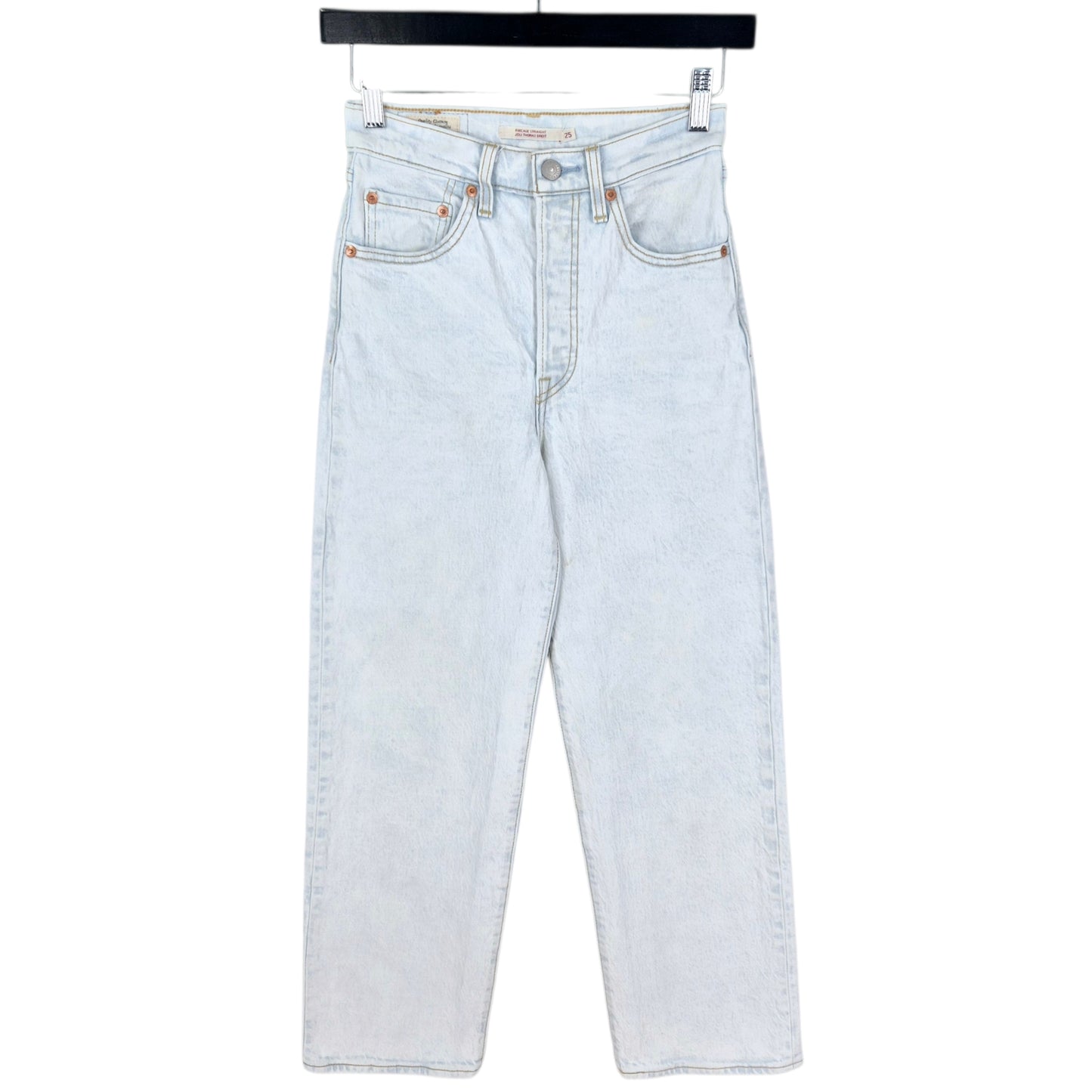 Levis Premium Jeans Womens Light Blue Heavy Ribcage Straight Leg Denim W24