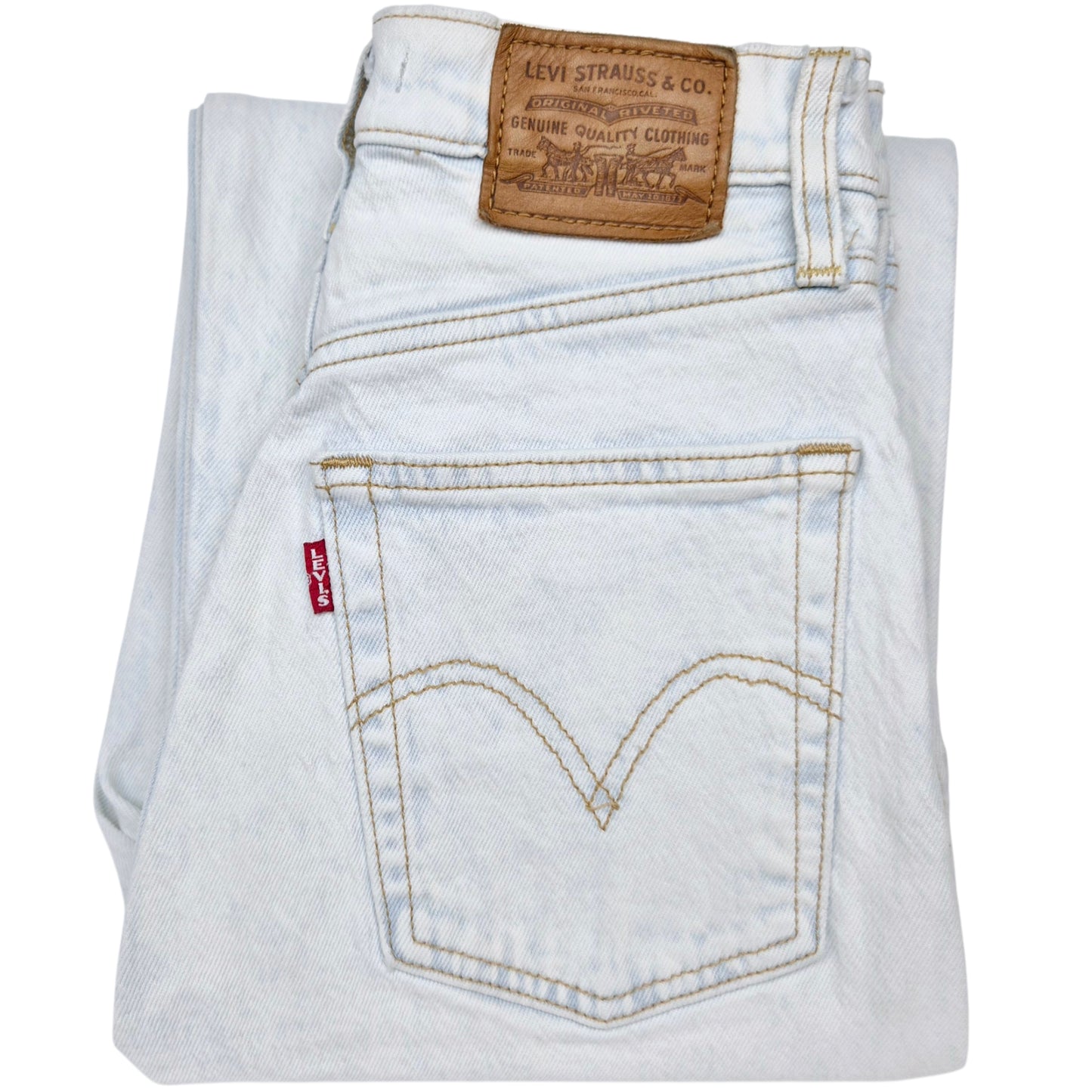 Levis Premium Jeans Womens Light Blue Heavy Ribcage Straight Leg Denim W24