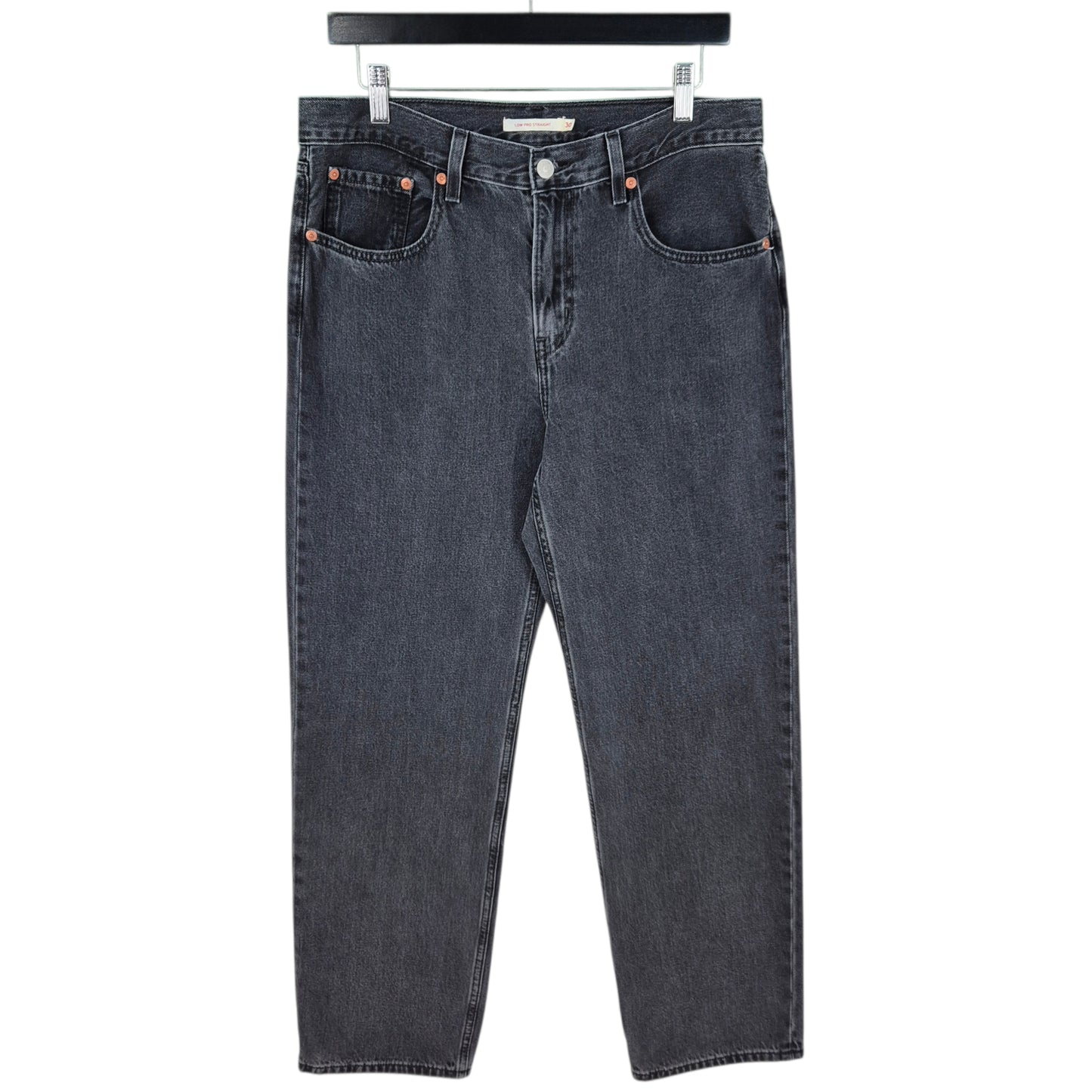 Levis Jeans Womens Dark Grey Low Pro Straight Leg Rigid Denim W32