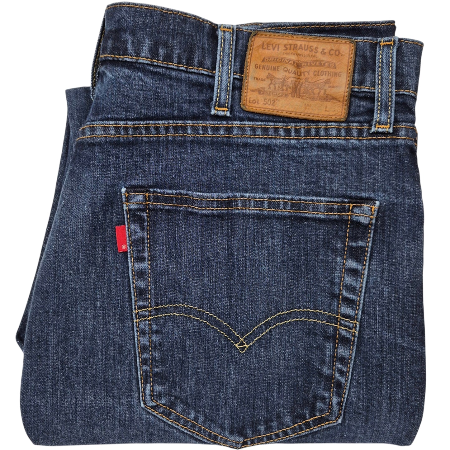 Levis Premium 502 Jeans Dark Blue Straight Leg Performance Stretch Denim W37
