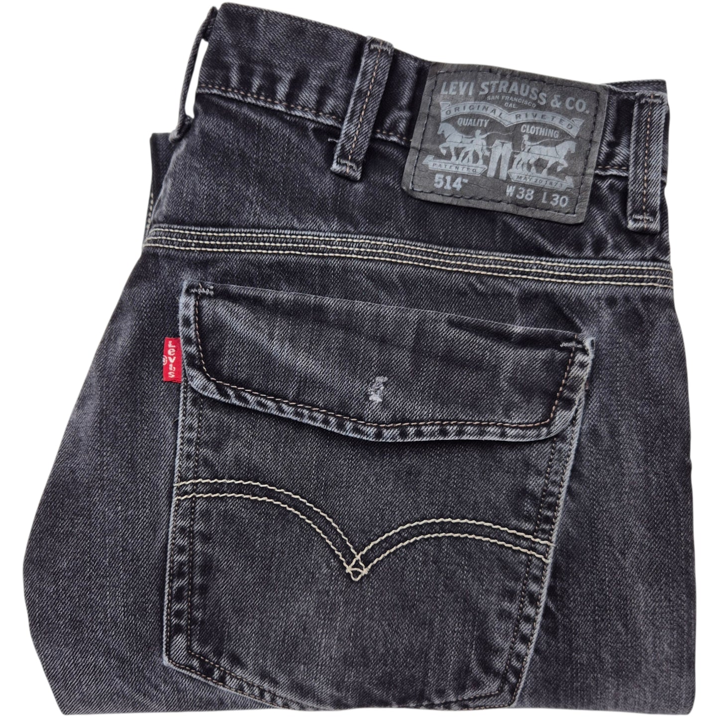 Vintage Levis 514 Jeans 2000's Black Regular Straight Leg Rigid Denim W37