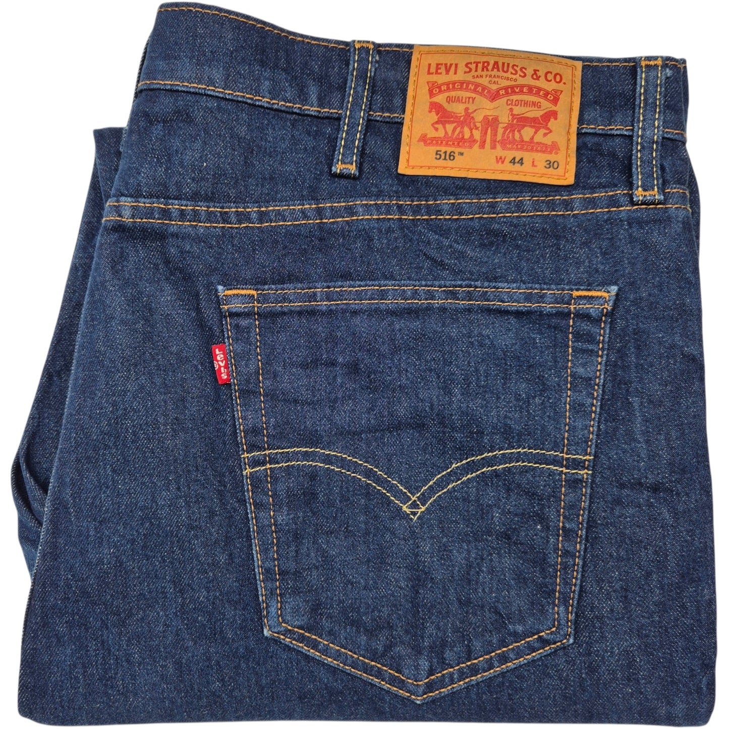 Levis 516 Jeans Dark Blue Regular Straight Leg Heavy Rigid Denim W44