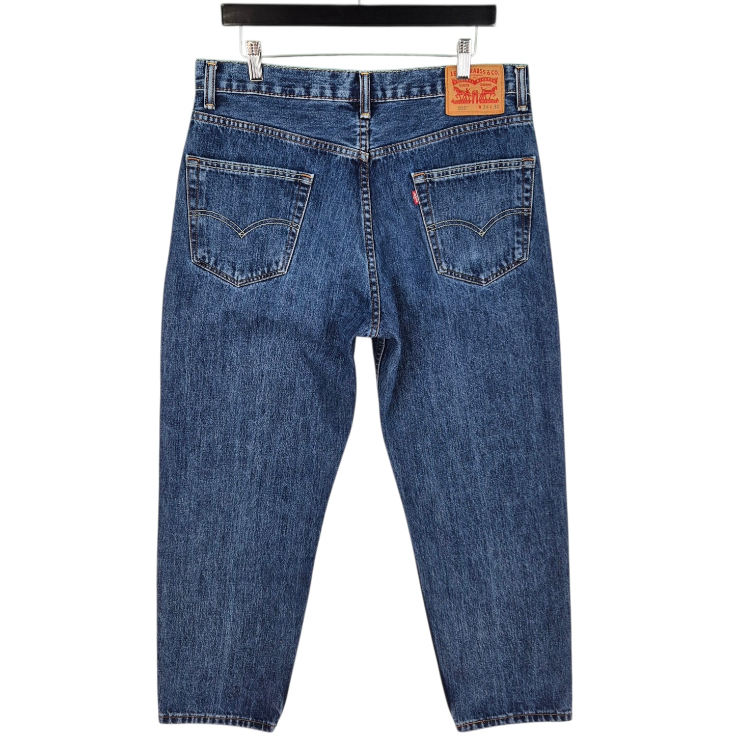 Levis 550 Jeans Blue Relaxed Tapered Leg Rigid Denim W34