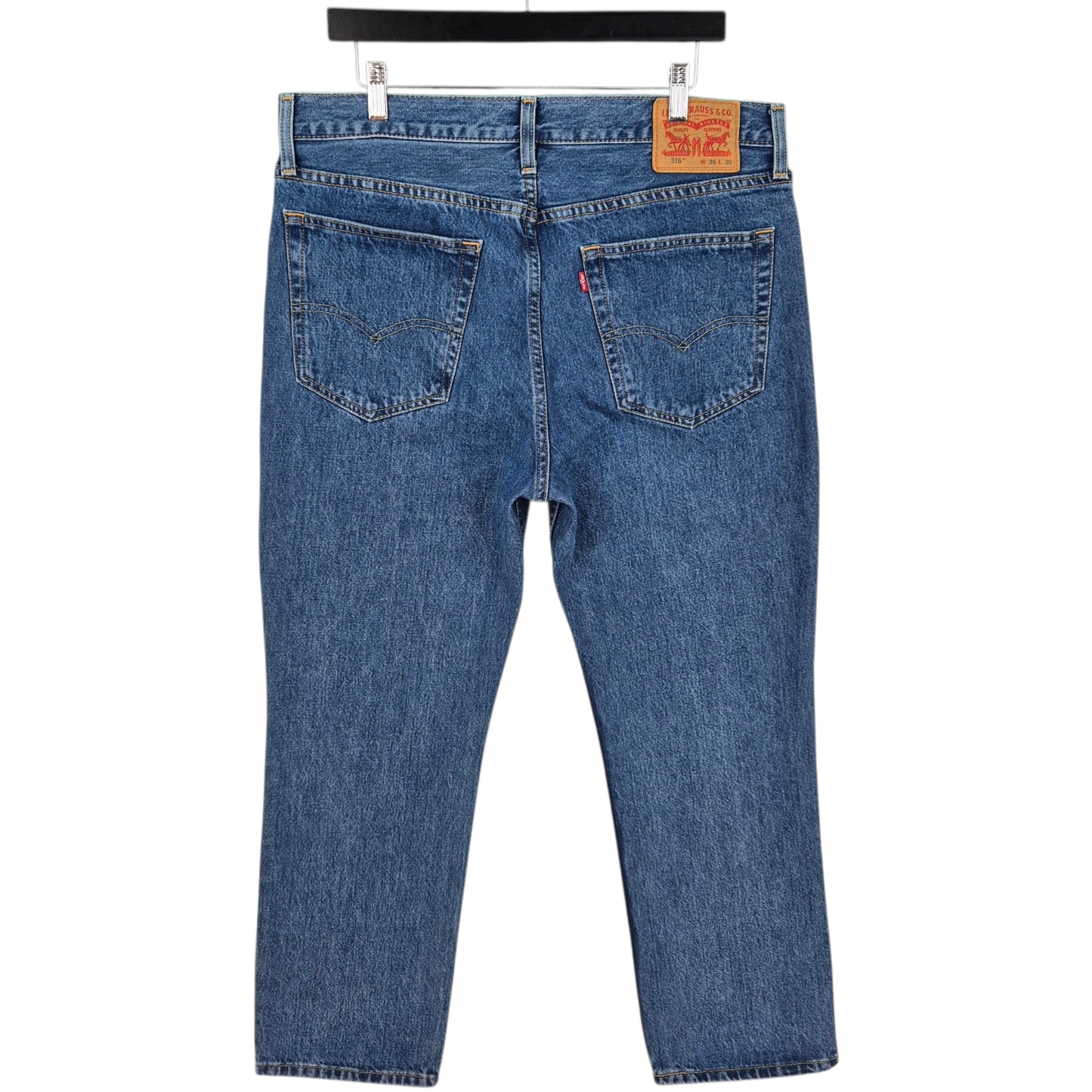 Levis 516 Jeans Blue Regular Straight Leg Heavy Rigid Denim W36