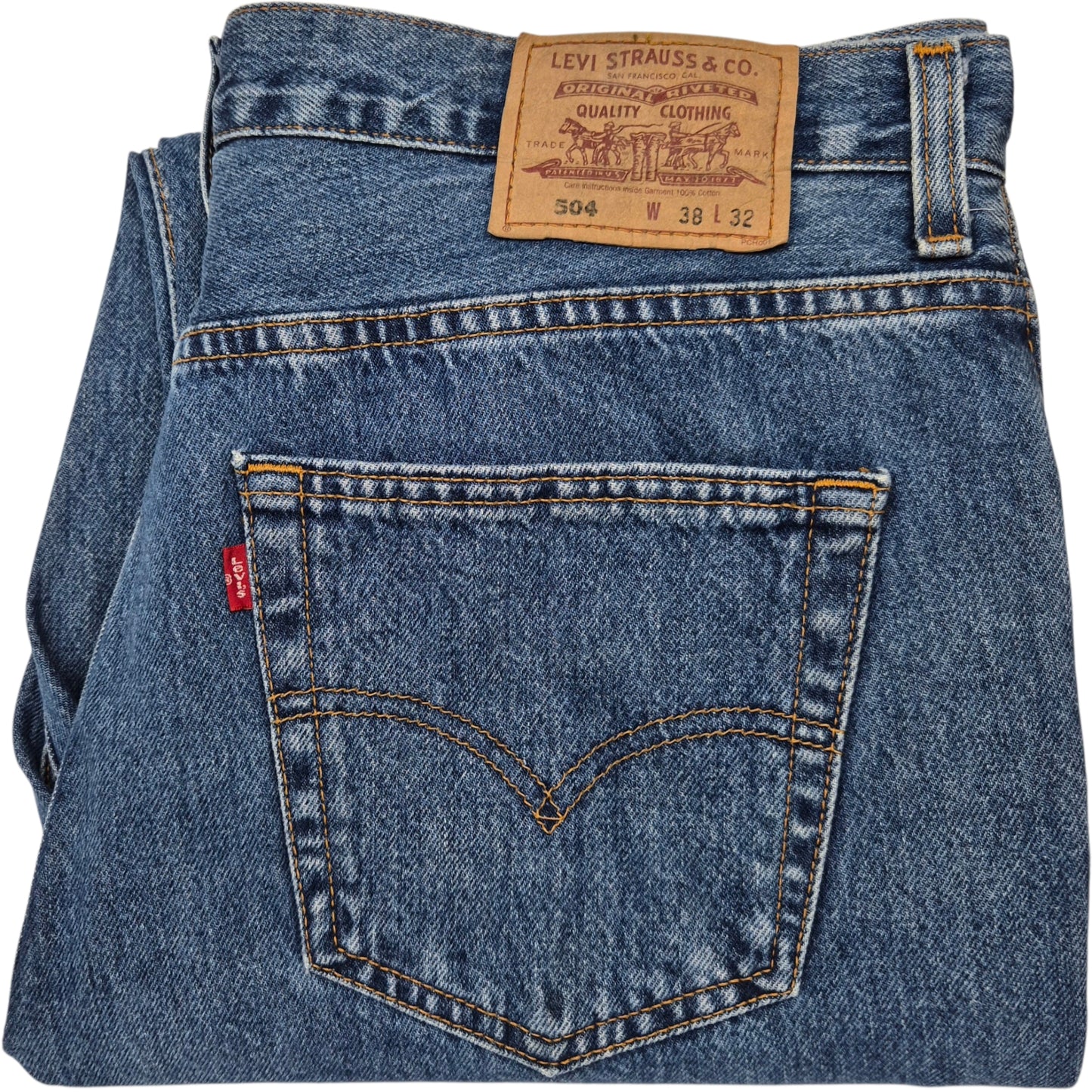Vintage Levis 504 Jeans 2000's Blue Heavy Rigid Tapered Denim W37