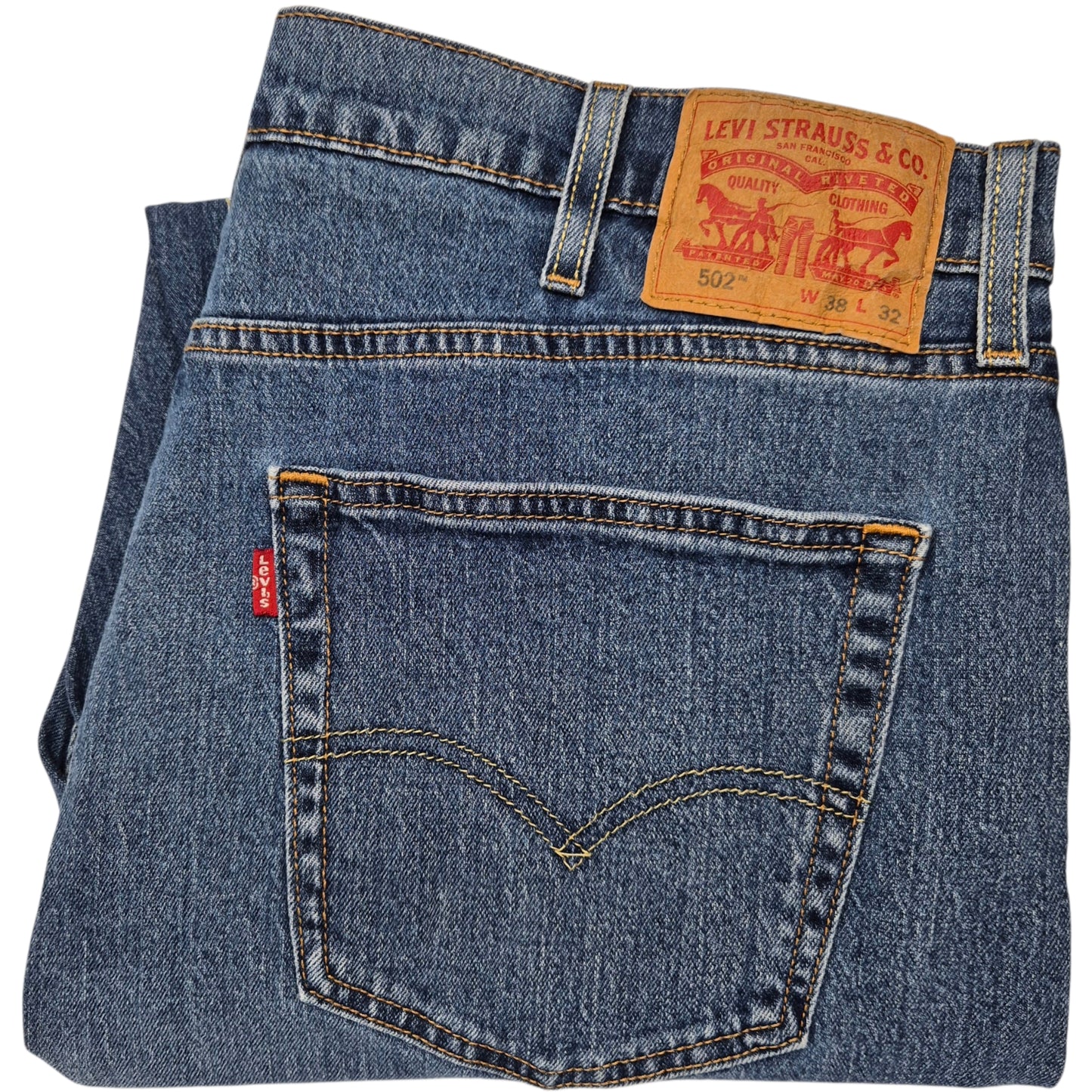 Levis 502 Jeans Blue Regular Straight Leg Stretch Denim W38