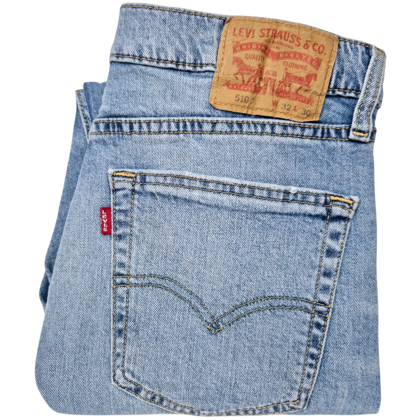 Levis 510 Jeans Light Blue Skinny Distressed Denim W32