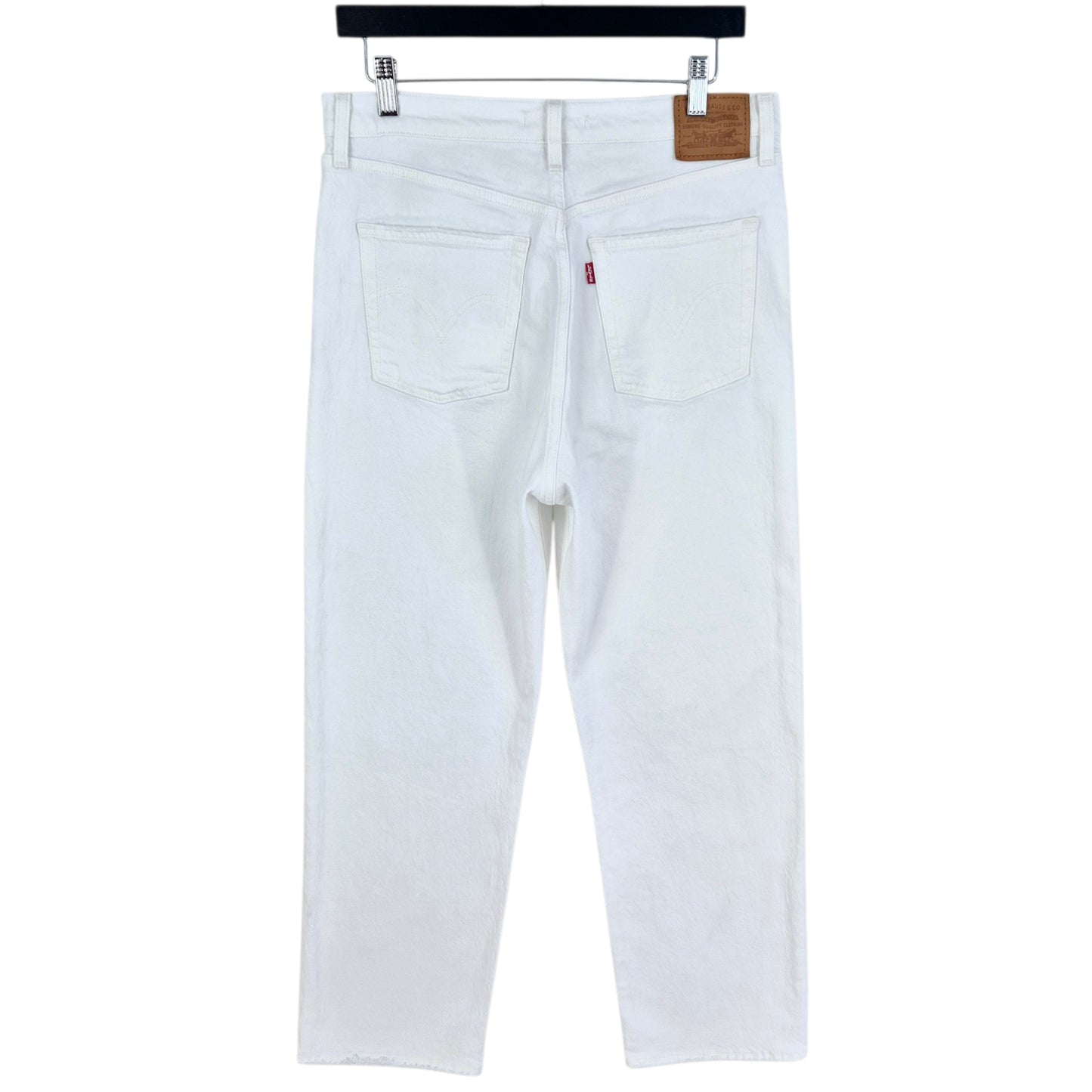 Levis Premium Jeans Womens White Ribcage Straight Ankle Denim W31