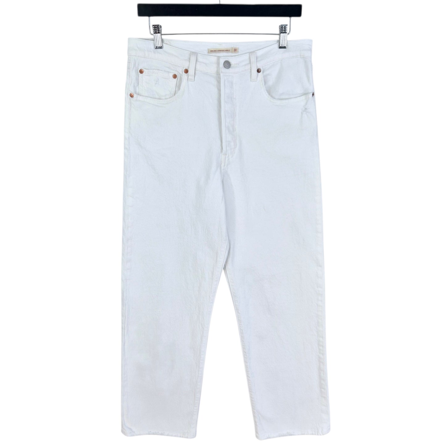 Levis Premium Jeans Womens White Ribcage Straight Ankle Denim W31