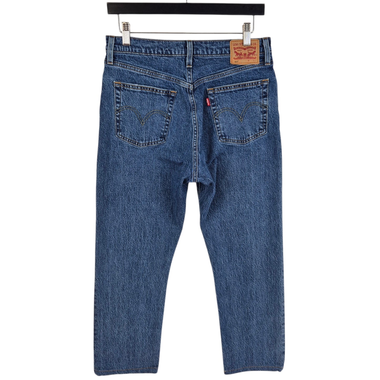 Levis 501 Jeans Womens Blue Classic Heavy Crop Denim W29