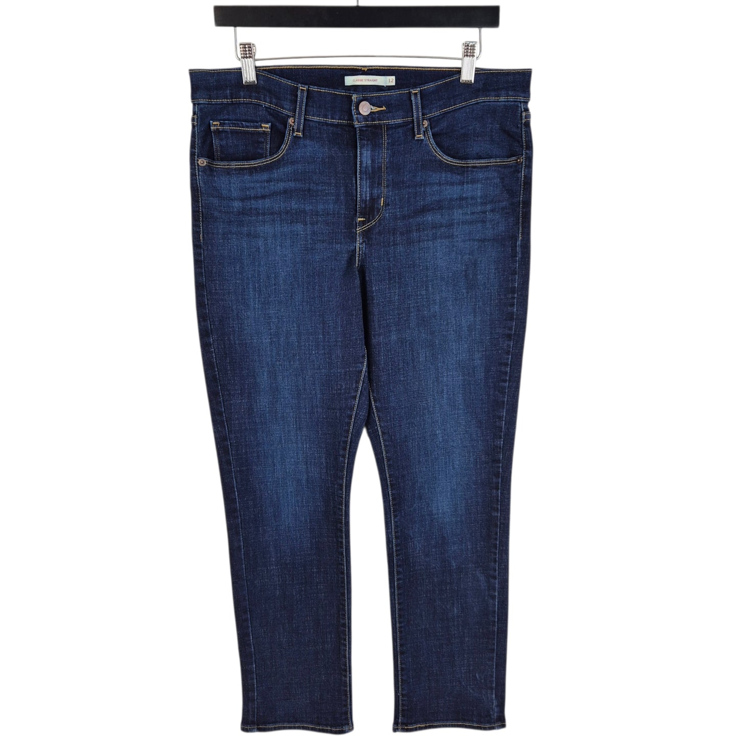 Levis Jeans Womens Dark Blue Classic Straight Leg Stretch Denim W32