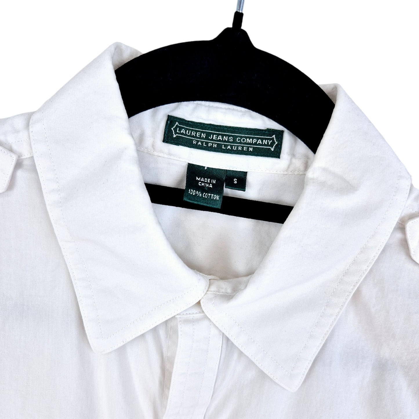 Vintage Ralph Lauren Green Label Womens White Long Sleeve Button Shirt Size S