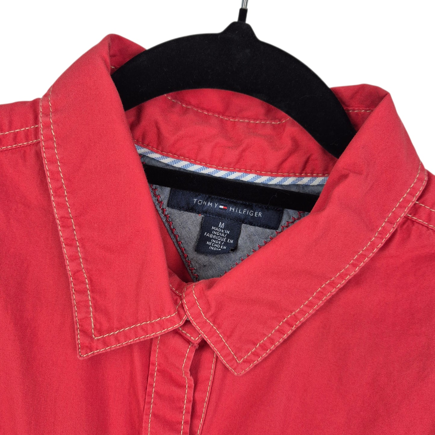 Tommy Hilfiger Womens Red Long Sleeve Button Shirt Size M