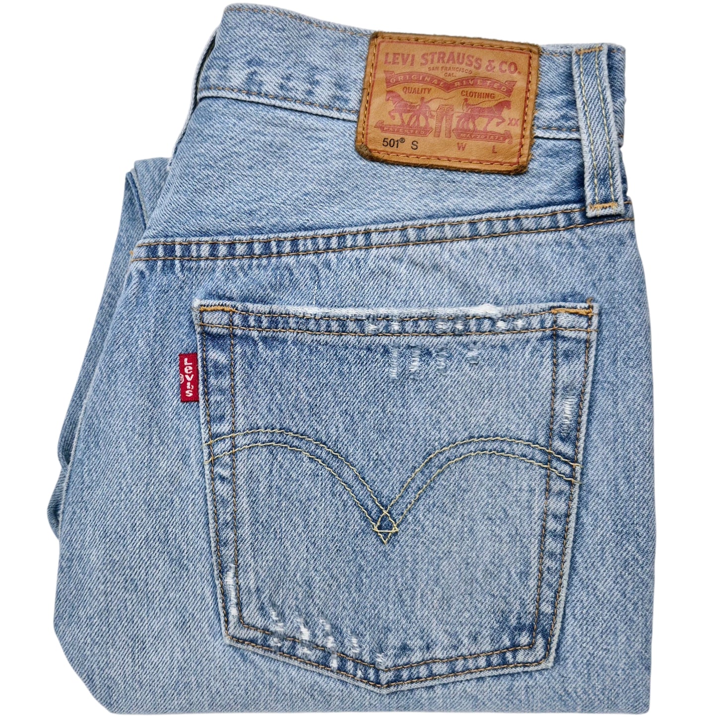 Levis 501 Jeans Womens Light Blue Heavy Slim Fit Denim W28