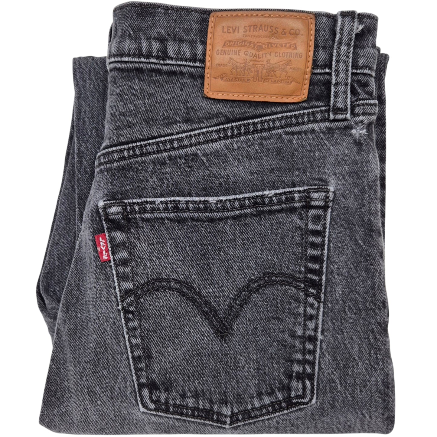 Levis Premium Jeans Womens Grey Heavy Ribcage Straight Denim W29