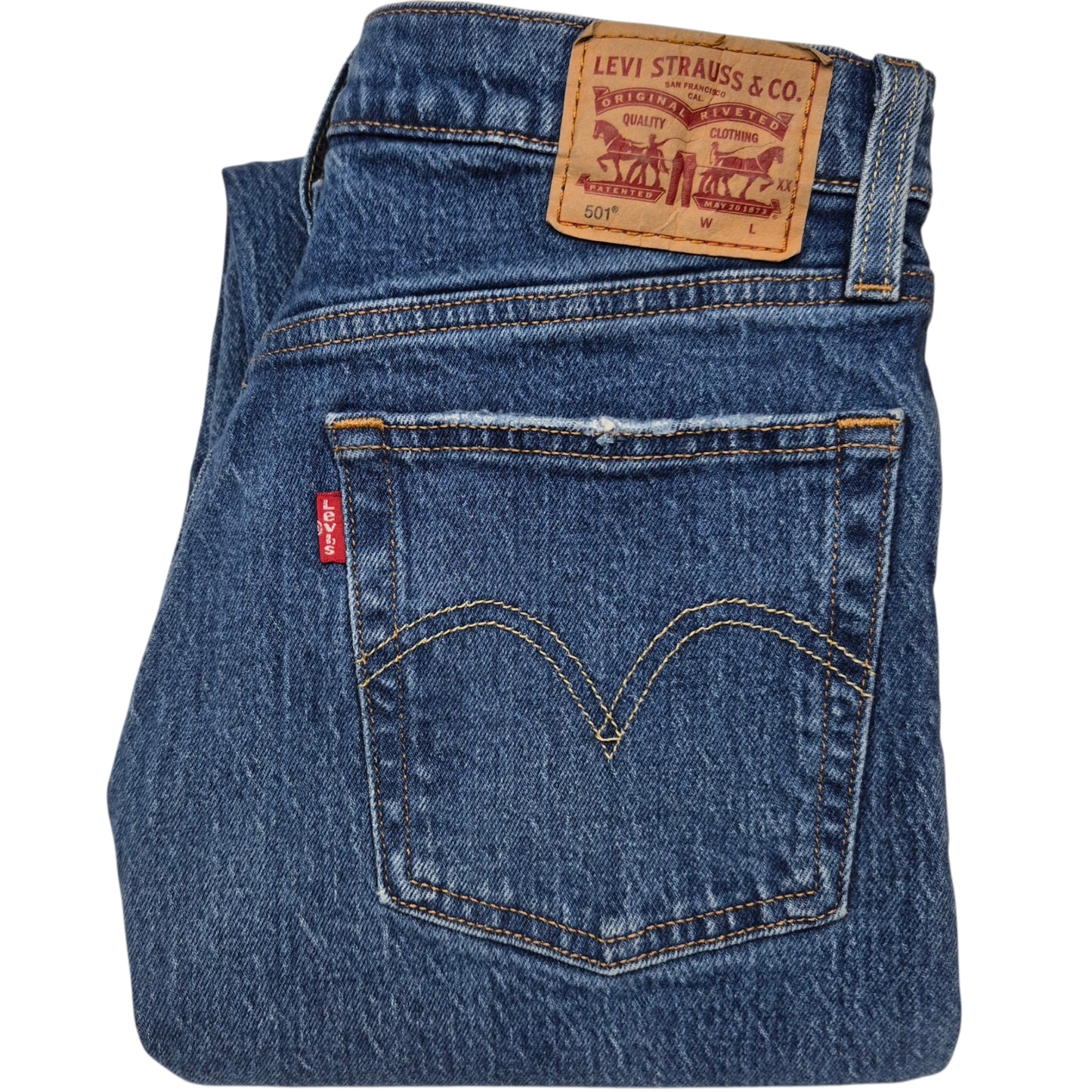 Levis 501 Jeans Womens Blue Heavy Slim Denim W27